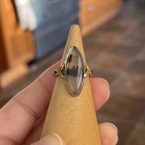 [Clark & Coombs] dendritic agate sterling silver and 10k gold fill ring